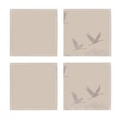 Tranquil Flying Cranes,Japanese Clouds in Warm Minimalist Earth Tones,Jumbo