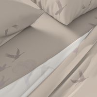 Tranquil Flying Cranes,Japanese Clouds in Warm Minimalist Earth Tones,Jumbo