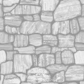 Textured Rock Pebbles Stacked Up Seaside Rock Wall along the Beach Gray Monochome Version