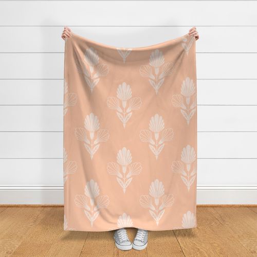 (large) feminine romantic floral flower art nouveau orange pastel peachy