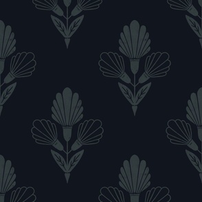 (medium) feminine romantic floral flower art nouveau dark green black