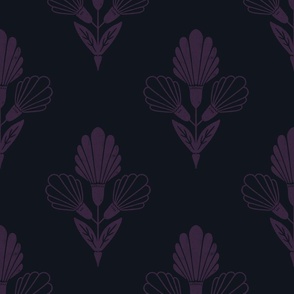 (medium) feminine romantic floral flower art nouveau black violet