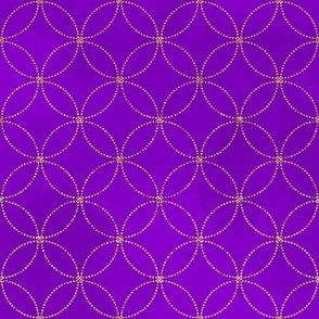 Gold Sashiko Circles on Purple