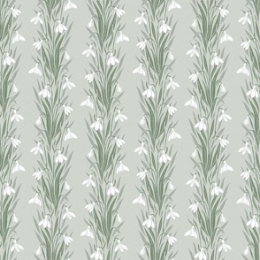 Snowdrops Stripe in Muted Green and Linen_16617144
