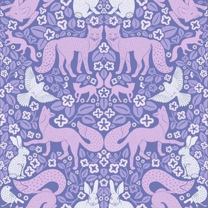 Fox Damask in Purple, Lavender and Blue