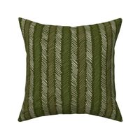 533 - Large scale Pohutukawa doodle zig zag coordinate in dark forest green, off white and taupe beige  - for masculine apparel, boys bed linen, wallpaper, rustic cabin style