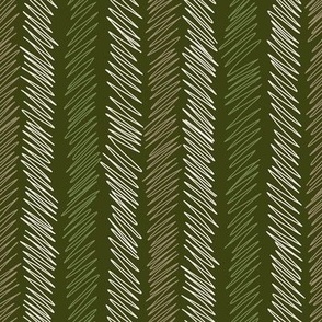 533 - Large scale Pohutukawa doodle zig zag coordinate in dark forest green, off white and taupe beige  - for masculine apparel, boys bed linen, wallpaper, rustic cabin style