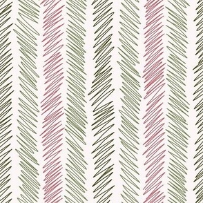 533 - Large scale wonky organic hand drawn zig zag stripe in festive red and greens - for kids apparel, christmas tablecloths, modern wallpaper and duvet covers.Pohutukawa doodle style in tossed setting v4-04