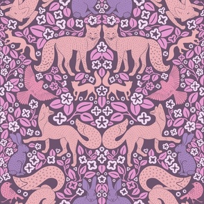Fox Damask in Purple and Pink