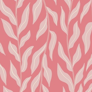 (L) Woodland Leaves - everlasting trailing vine pattern - pink