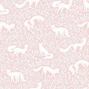 Foxies - Fox Print -  Monochrome in Champagne Pink