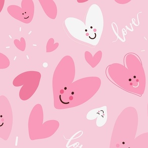 Pastel Pink Smiling Hearts