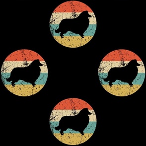 Retro Collie Dog Icon Repeating Pattern Black