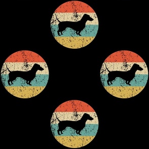 Retro Dachshund Dog Icon Repeating Pattern Black