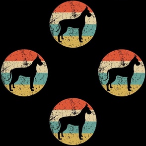 Retro Great Dane Dog Icon Repeating Pattern Black