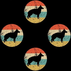 Retro German Shepherd Dog Icon Repeating Pattern Black