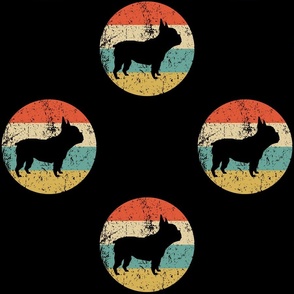 Retro French Bulldog Icon Repeating Pattern Black