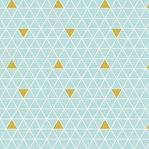 Triangle design in blue, gold and white stroke pattern - small