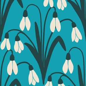 (L) Snowdrops - woodland wildflowers - blue