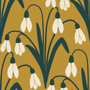 (L) Snowdrops - woodland wildflowers - mustard