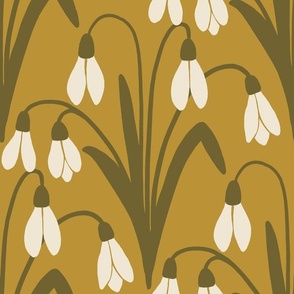 (L) Snowdrops - woodland wildflowers - gold