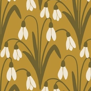 (M) Snowdrops - woodland wildflowers - gold