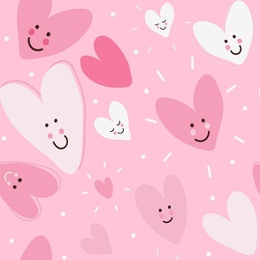 Pastel Pink Smiling Hearts Oversized