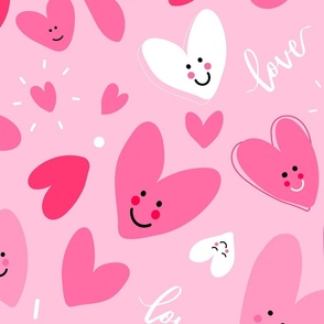Hot Pink Smiling Hearts