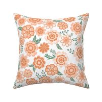 Bold blooms / hand-drawn maximalist flowers in coral