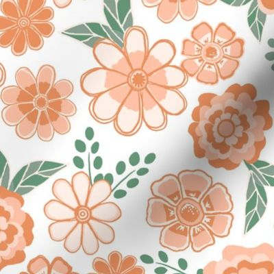 Bold blooms / hand-drawn maximalist flowers in coral