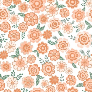 Bold blooms / hand-drawn maximalist flowers in coral