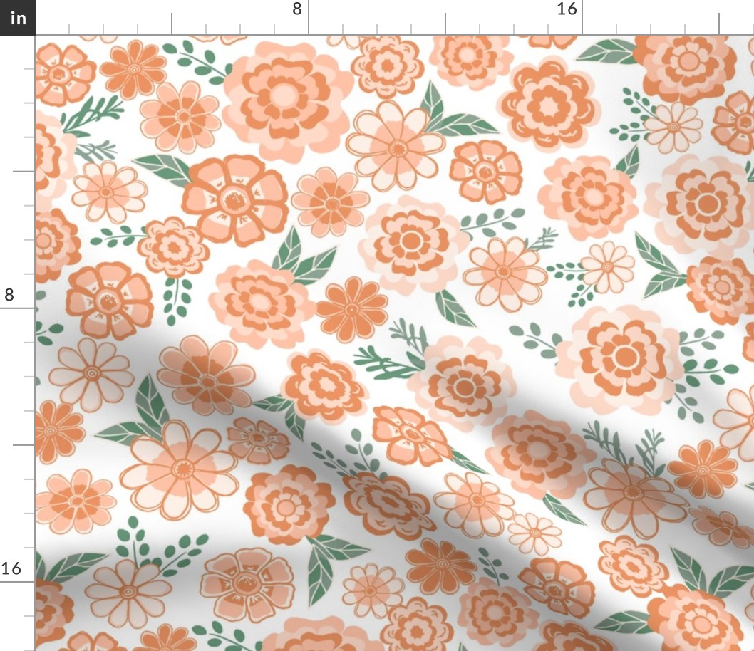 Bold blooms / hand-drawn maximalist flowers in coral