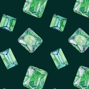 Watercolour Emeralds - Bottle Green