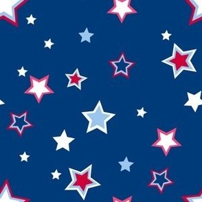 Small Red White and Blue Scattered Stars on Old Glory Blue, Patriotic, Fourth of July, Independence Day