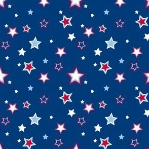 Mini Red White and Blue Scattered Stars on Old Glory Blue, Patriotic, Fourth of July, Independence Day