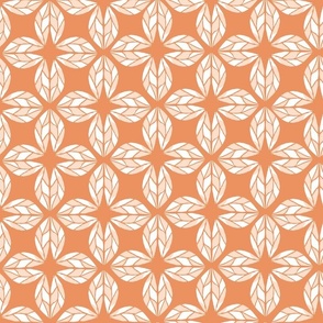 botanical geometric tile design in orange and peach / modern geometric / tiles made of leaves in spring colors