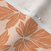 boho botanical skeleton leaves/ asian  leaf pattern / orange