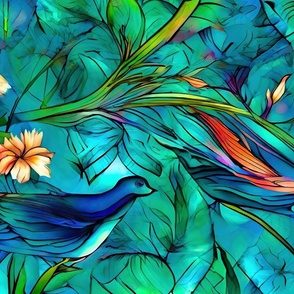 Blue and green birds (2)