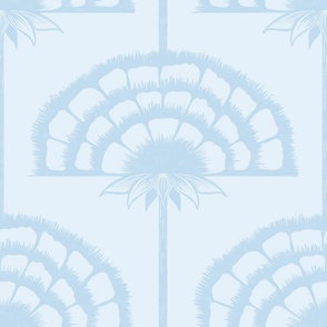 Cool Minimalism Feather Flowers - Two-Tone Blue