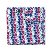 Medium Red White and Blue Flower Stripes on Light Old Glory Blue, Patriotic, Fourth of July, Independence Day