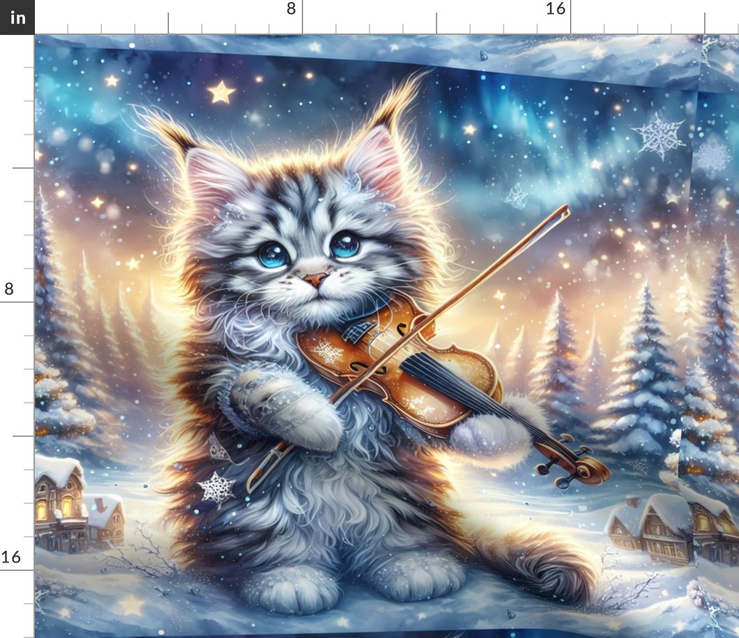 The kitten is taking violin lessons 