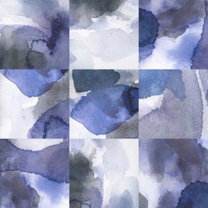 Squared handmade watercolor collage blue