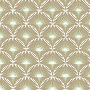 Art Deco Scalloped Sunrise, Khaki Sage Green