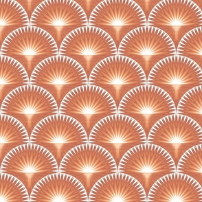 Art Deco Scalloped Sunrise, Burnt Orange