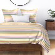 Rainbow Breton Candy Stripes on Cream Bright Multi Coloured Girly Spring Summer Nautical Stripe in Green Orange Yellow Lilac and Pinks