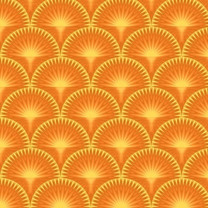 Art Deco Scalloped Sunrise, OMG Orange