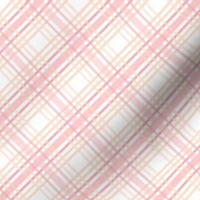  micro Pink and cream plaid / spring argyle / bright tartan