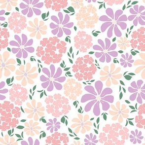 Spring floral of bold flowers in pastel colors 