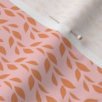 Playful stripes of leaves in pink and orange / botanical geometric