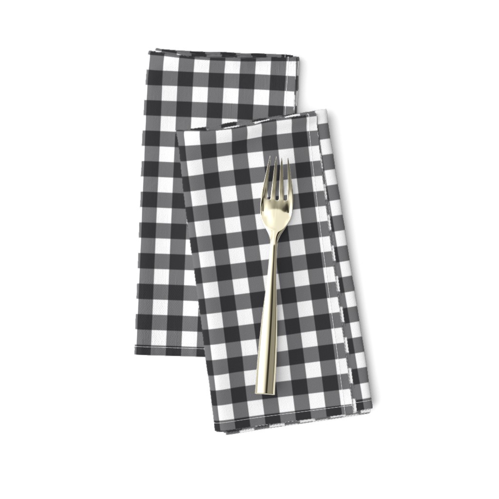 1/2 inch Charcoal Gray Gingham Check on White